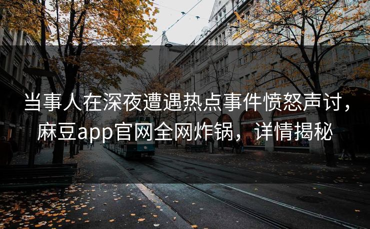 当事人在深夜遭遇热点事件愤怒声讨，麻豆app官网全网炸锅，详情揭秘